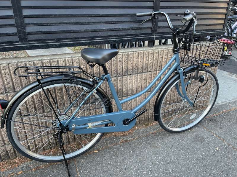 独特な店 シルバー色 荷台付き ママチャリ 6段切換 自転車 27インチ 